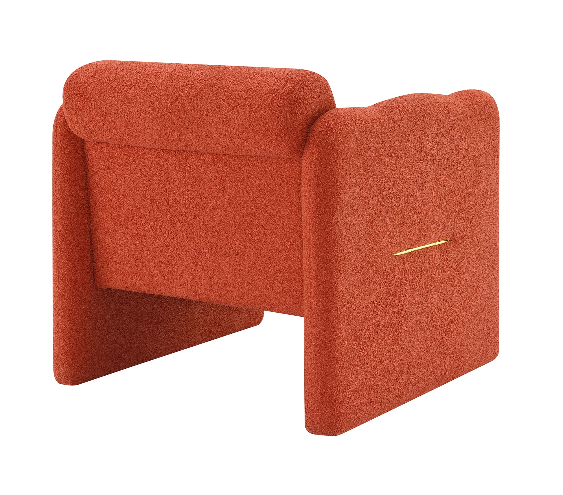 Arm Chair With Waved Arms, Metal Decoration On Both Side Arms, Accent Chair For Primary Living Space, Living Room, Bedroom, Teddy Fabric, Orange Orange Primary Living Space Modern Foam Plywood