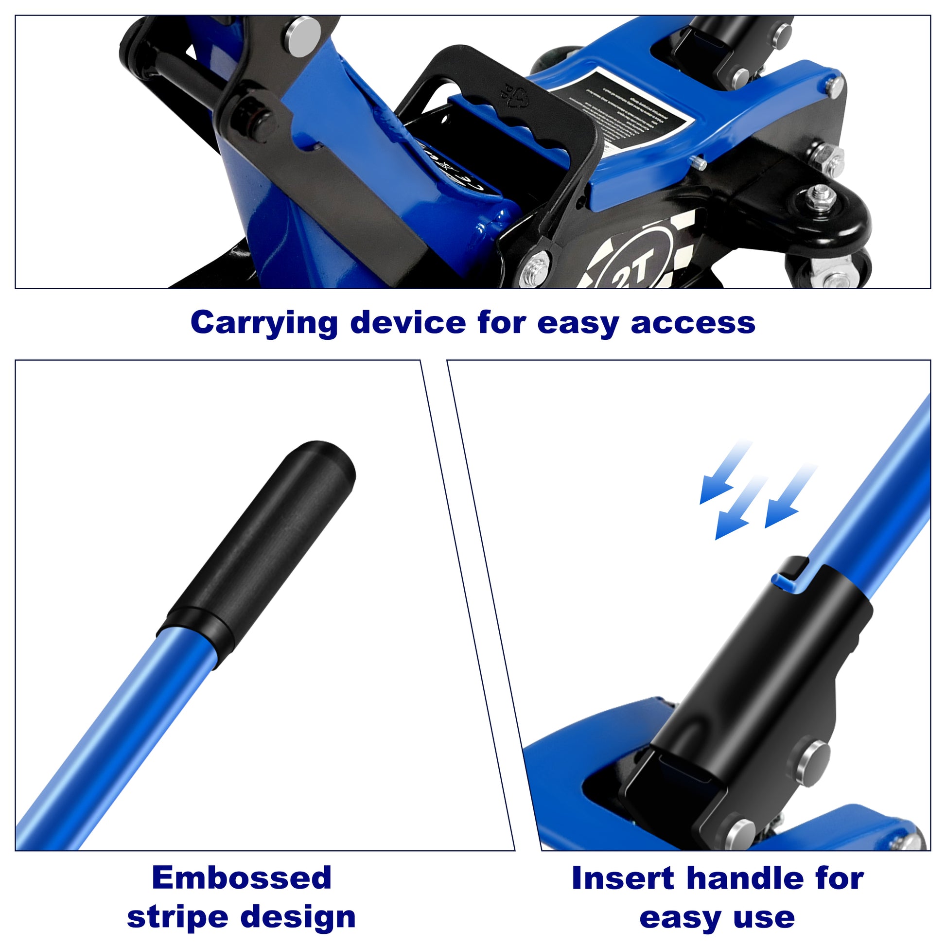 Floor Jack,2Ton 4400Lbs Low Profile Floor Jack,Hydraulic Floor Jack Lifting Range 85Mm 3.35" 360Mm 14.17",Blue Blue Steel