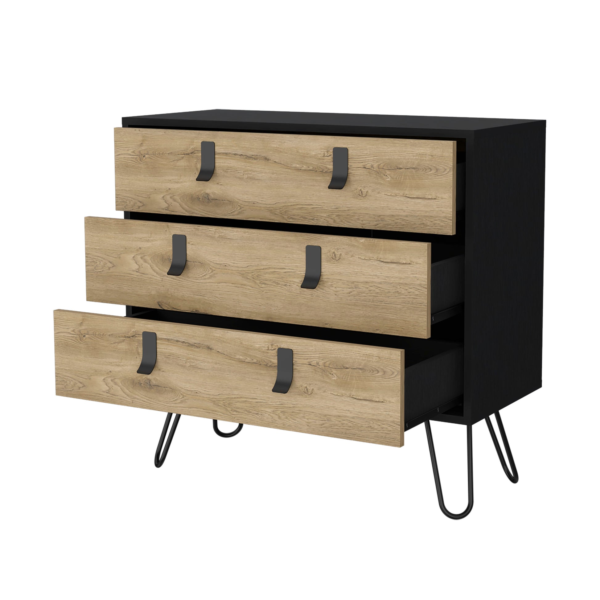 Kimball Hairpin Legs Dresser With 3 Drawers And Modern Design Multicolor Bedroom Contemporary,Modern Pine Melamine Engineered Wood