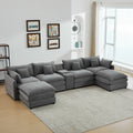 Piece Upholstered Sectional,Sectional Sofa Couch, 4 Seat Sectional Couches For Living Room U Shaped Modern Chenille Sofa Sleeper With Coffee Table Grey Grey Chenille 4 Seat