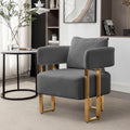 Ts Modern Decorative Chair, Living Room Side Chair With Gold Metal Legs, No Wheels, Suitable For Dressing Area, Reception Room, Office,Teddy Fleece Upholstered Metal Foot Sofa 1Pc Grey Grey Teddy