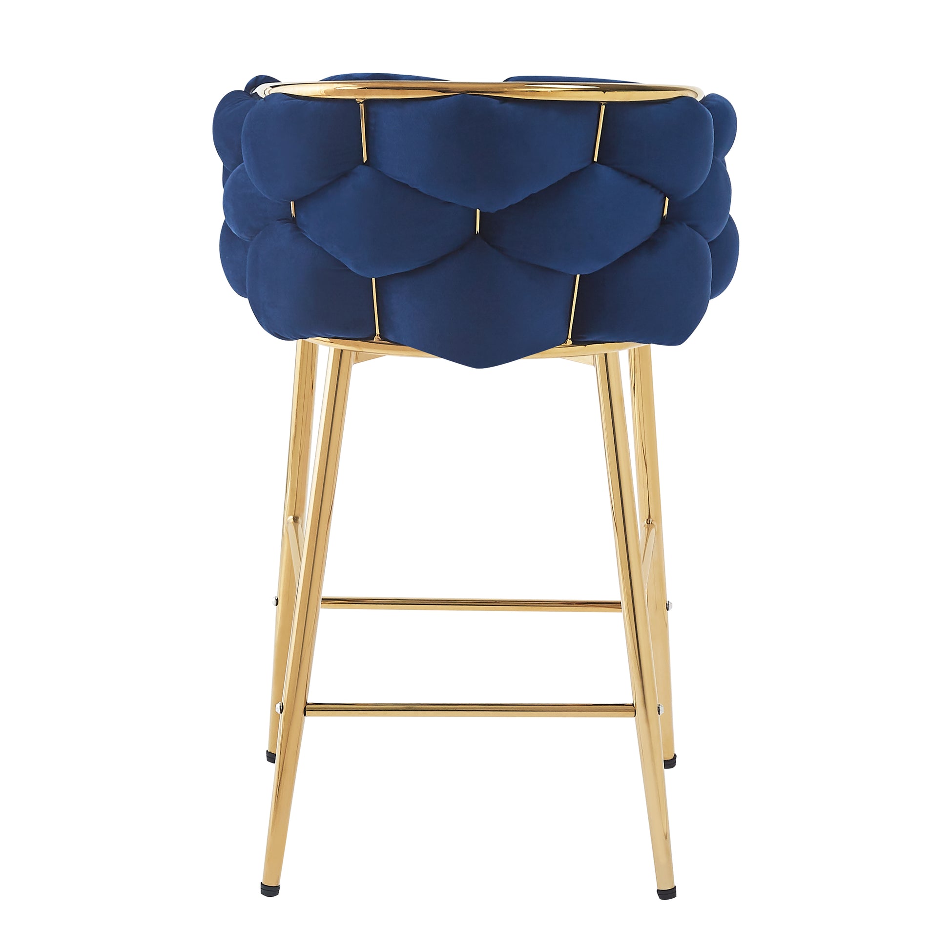 28'' Modern Counter Stools Set Of 2,Dark Blue Counter Stools With Iron Frame,Soft Back And Cushion,Footrest,Suitable For Kitchen Bedroom Dining Room. Iron Dark Blue Kitchen Sponge Modern Set Of 2