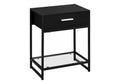 Accent Table, Side, End, Nightstand, Lamp, Storage Drawer, Living Room, Bedroom, Black Laminate, Black Metal, Contemporary, Modern Black Mdf