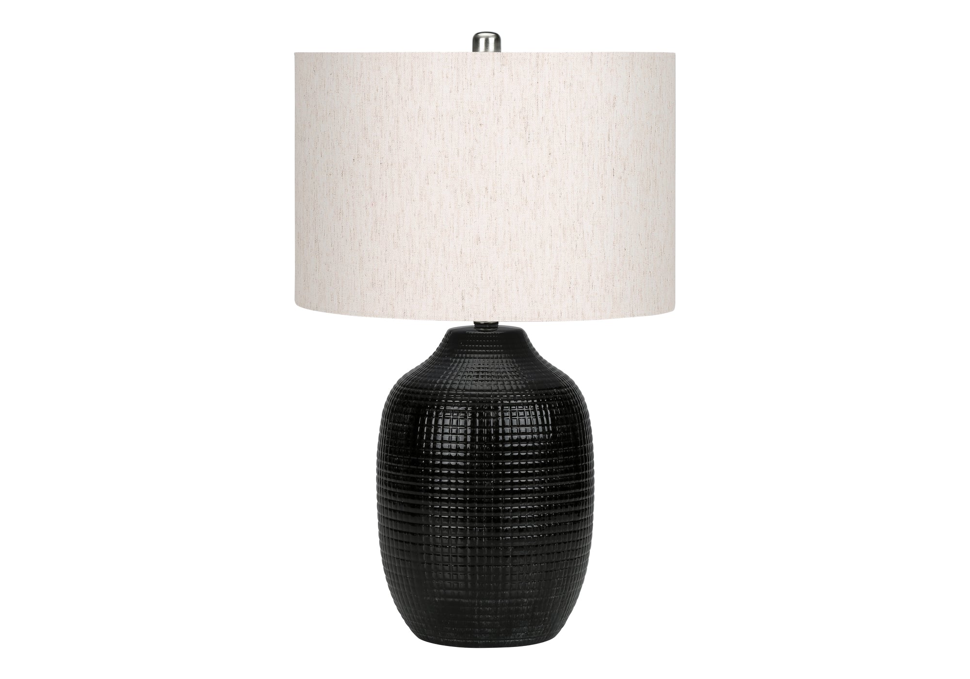 Lighting, 26"H, Table Lamp, Black Ceramic, Ivory Cream Shade, Contemporary Black Ceramic