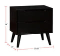 Mid Century Modern Black Color 1Pc Nightstand Bedroom Furniture Solid Wood Round Tapered Legs 2 Drawers Bedside Table Black White 2 Drawers Bedroom Bedside Cabinet Contemporary,Mid Century