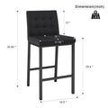 Modern Design High Stool Metal Legs Kitchen Restaurant Black Pu Bar Chair, Black Spray Painted Chair Legs, Suitable For Bar Cafe Restaurant Set Of 2 Metal Black Pu Pu