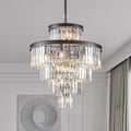 Black Luxury Crystal Chandelier Modern Chandeliers Lights Fixture Hanging Pendant Light Fixture For Dining Room Bedroom Living Room Dia 23.6 Inch Black Black Crystal Iron