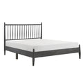 Mid Century Modern Design Full Platform Bed 1Pc Gray Finish Wooden Bedroom Furniture Vertical Slats Headboard, Bed In A Box Box Spring Not Required Full Gray Wood Bedroom Mid Century Modern Slat Beds Wood