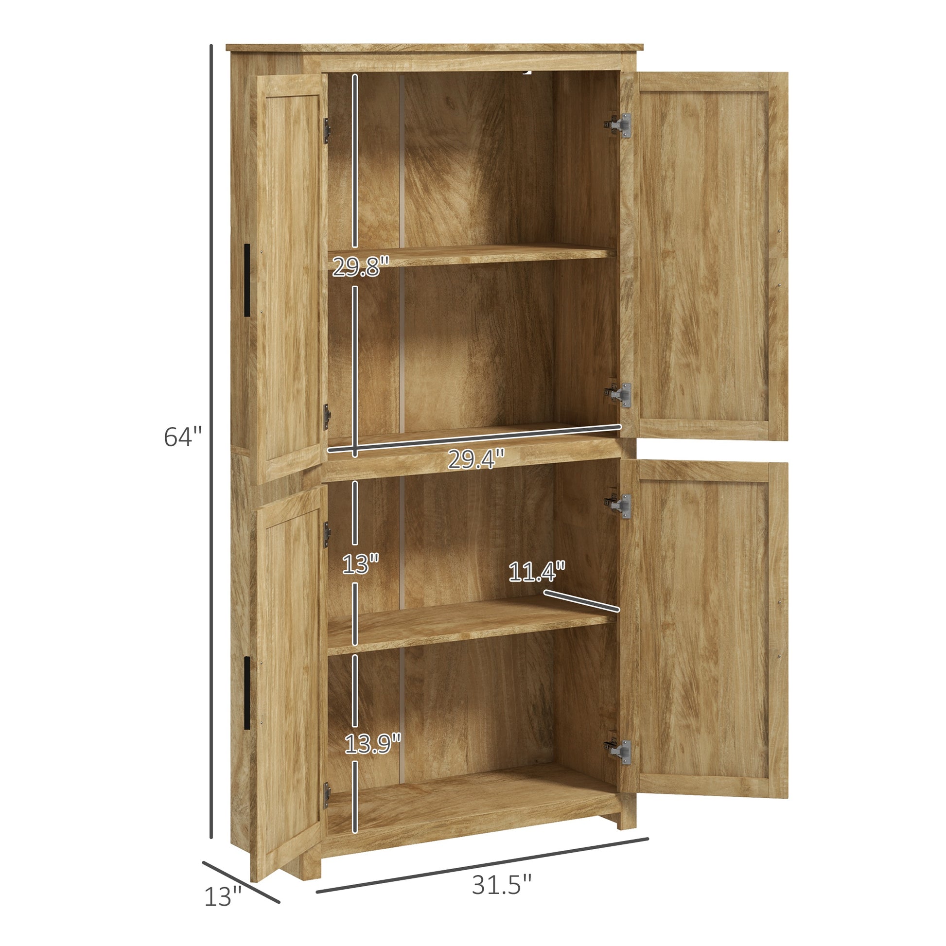 Homcom 64" Rattan Kitchen Storage Cabinet With -