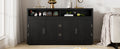 4 Door Classic Sideboard With Open Storage And Adjustable Shelves Perfect For Kitchens, Living Rooms Black Black Mdf