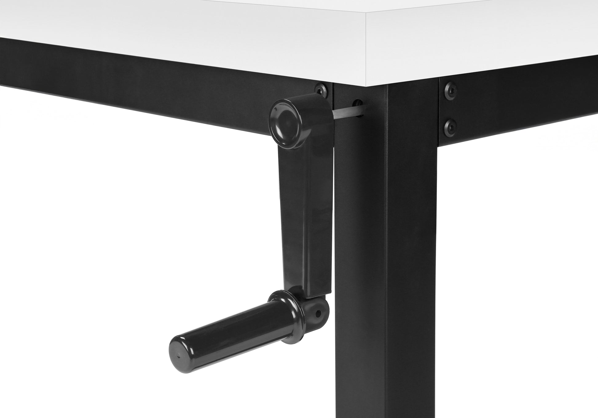 Computer Desk, Home Office, Standing, Adjustable, 48"L, Work, Laptop, White Laminate, Black Metal, Contemporary, Modern White Particle Board