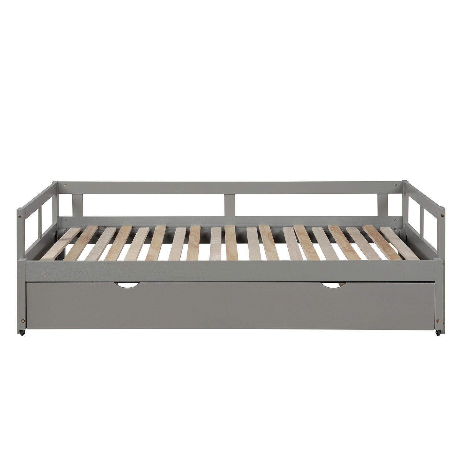 Extending Daybed With Trundle, Wooden Daybed With Trundle, Gray Twin Gray Solid Wood