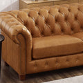 Kingston Waxy Pull Up Leather Sofa Brown Down Filling Genuine Leather 3 Seat