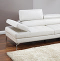 White Sectional Couch 2Pc Set Living Room Faux Leather Right Facing Chaise And Left Facing Sofa Adjustable Armrest Headrest White Faux Leather Primary Living Space Classic,Contemporary,Modern L Shaped Faux Leather,Metal,Solid Wood 5 Seat