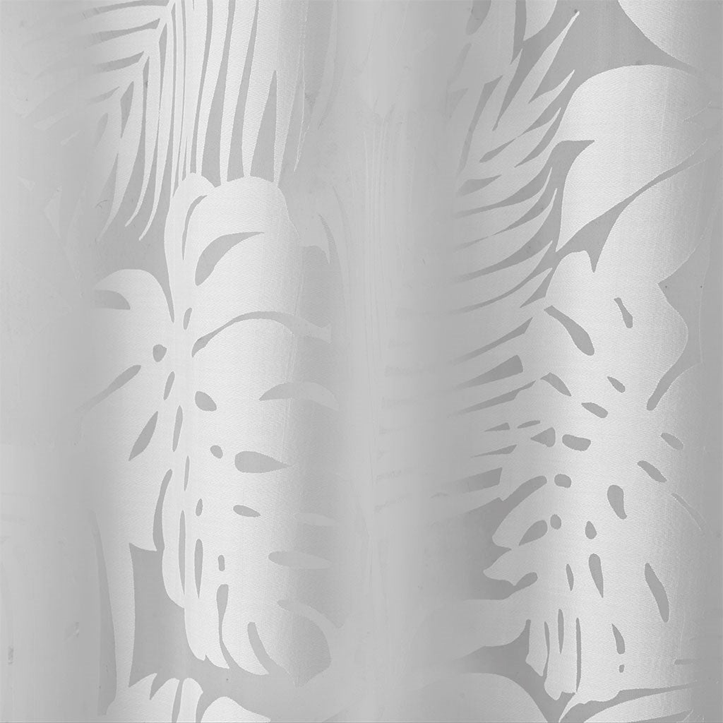 Palm Leaf Burnout Window Sheer White Polyester