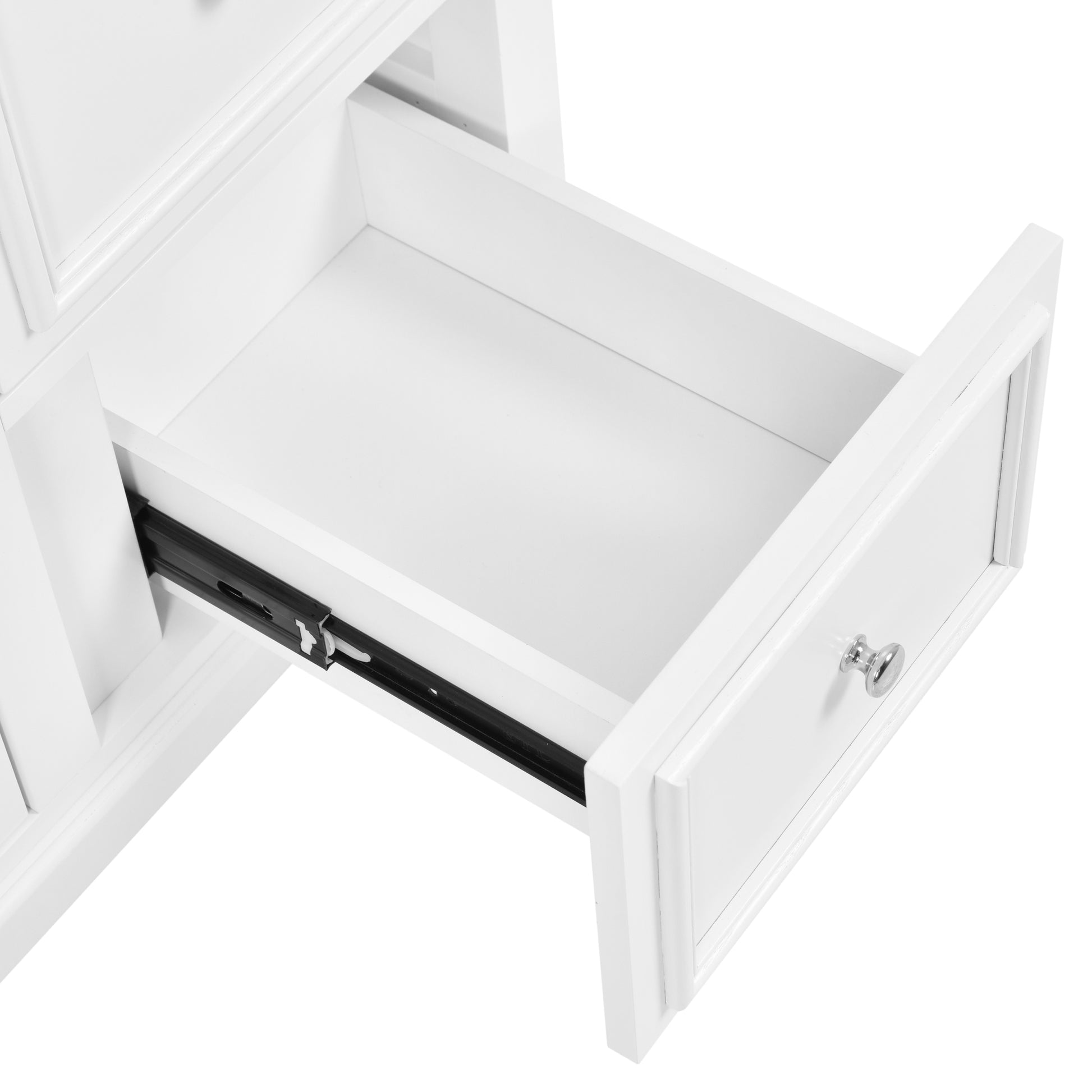 30 Inch Bathroom Vanity Cabinet With Ceramic Basin, 3 Drawers And Adjustable Shelves White Bathroom Solid Wood Mdf