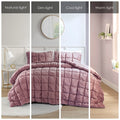 3 Piece Comforter Set Full Pink Polyester
