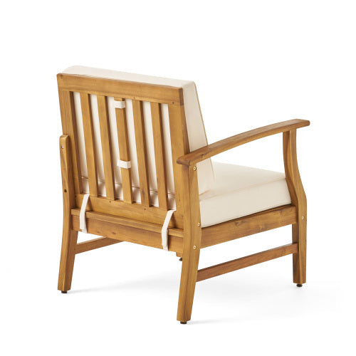 Perla Right Armchair, Cream Cream Acacia Wood
