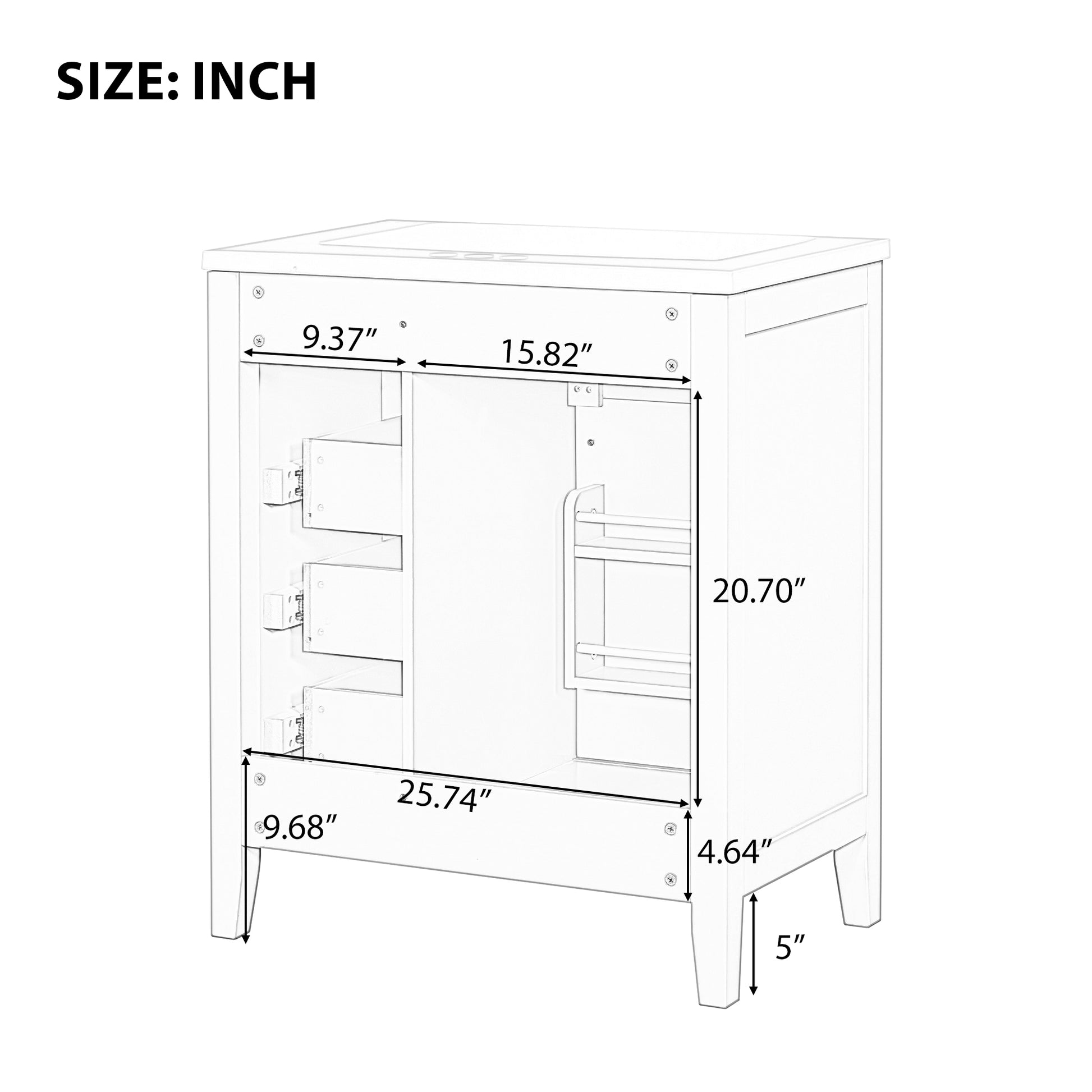 30" Bathroom Vanity With Sink Combo, White Bathroom Cabinet With Drawers, Solid Frame And Mdf Board Old Sku:N725S999222K White Solid Wood Mdf