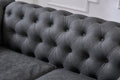 Classic Chesterfield Sofa Loveseat For Living Room Grey Faux Leather Grey Foam Technical Leather 2 Seat