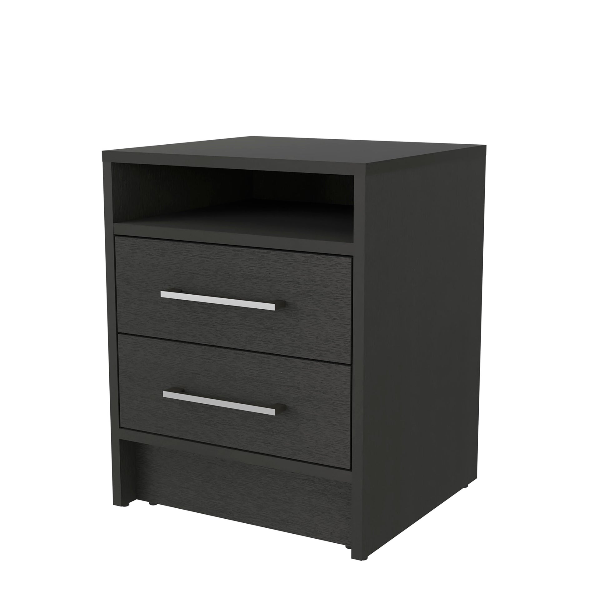 Philadelphia Nightstand, Two Drawers, Concealed Shelf Black 2 Drawers Bedroom Rectangle Modern Shelf Mdf Engineered Wood