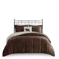 Plush To Sherpa Down Alternative Comforter Set King Brown Ivory Polyester