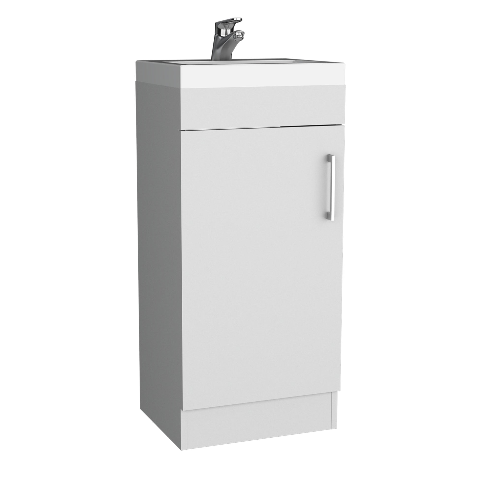 Madrid 16" Bathroom Vanity Single Door, Resin Sink And Faucet White White Bathroom Modern Particle Board