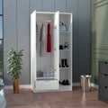 Memphis Wardrobe Armoire With 4 Tier Storage Shelves And 1 Drawer White White Particle Board