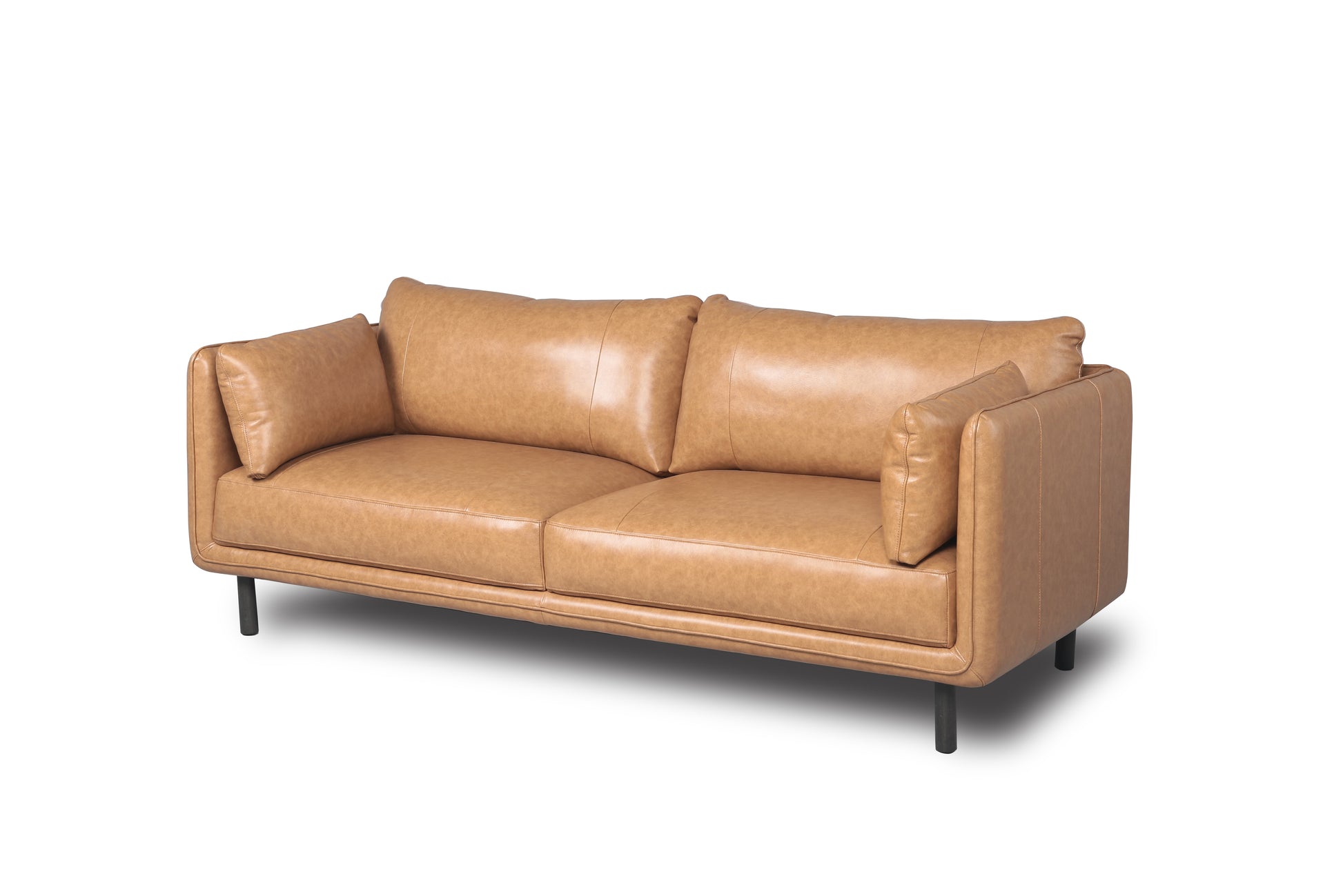 Modern Leather Sofa Camel Leather 2 Seat