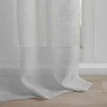 Floral Embellished Cuff Tab Top Solid Curtain Panel Only 1 Pc Panel Grey Linen