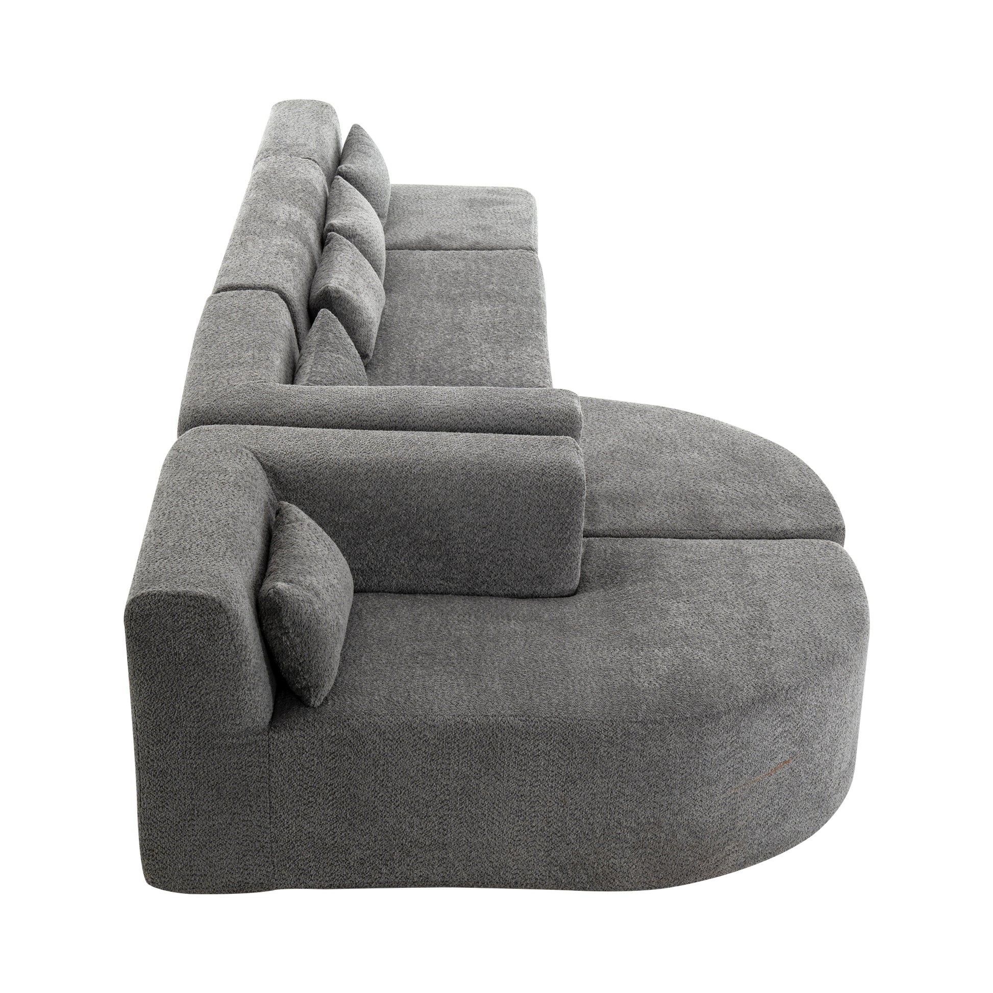 143.7" Upholstered Sofa Free Combined Sofa Couch With Two Chaise Lounge And Five Back Pillows For Living Room, Light Gray Light Gray Foam Polyester 5 Seat