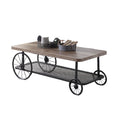 Oak And Antique Grey Coffee Table With Shelf Oak Primary Living Space Shelves Rectangular Wood Metal