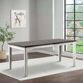 Ben 60 78 Inch Extendable Rectangular Dining Table, Brown Top, White Base Brown White Solid Wood