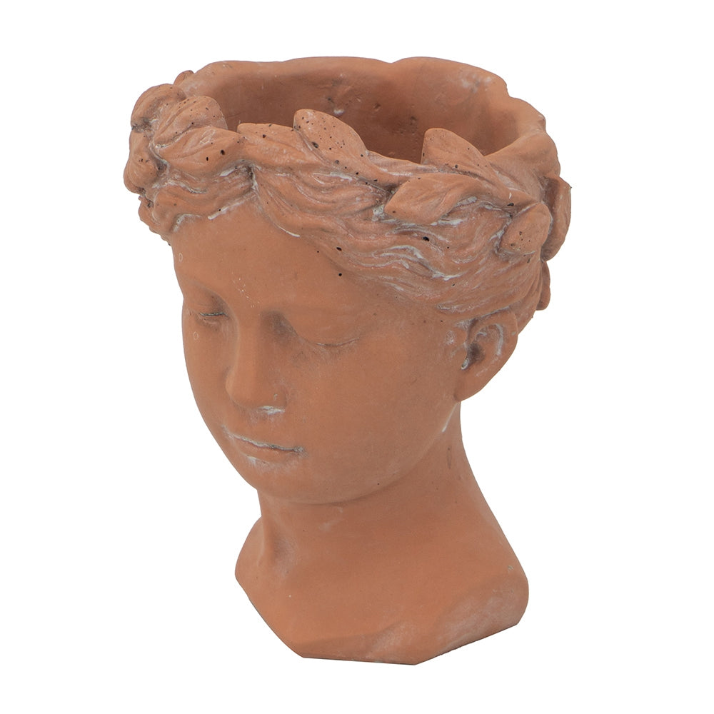 D6X9" Visage Head Bust Planter, Brown Brown Garden & Outdoor Cement