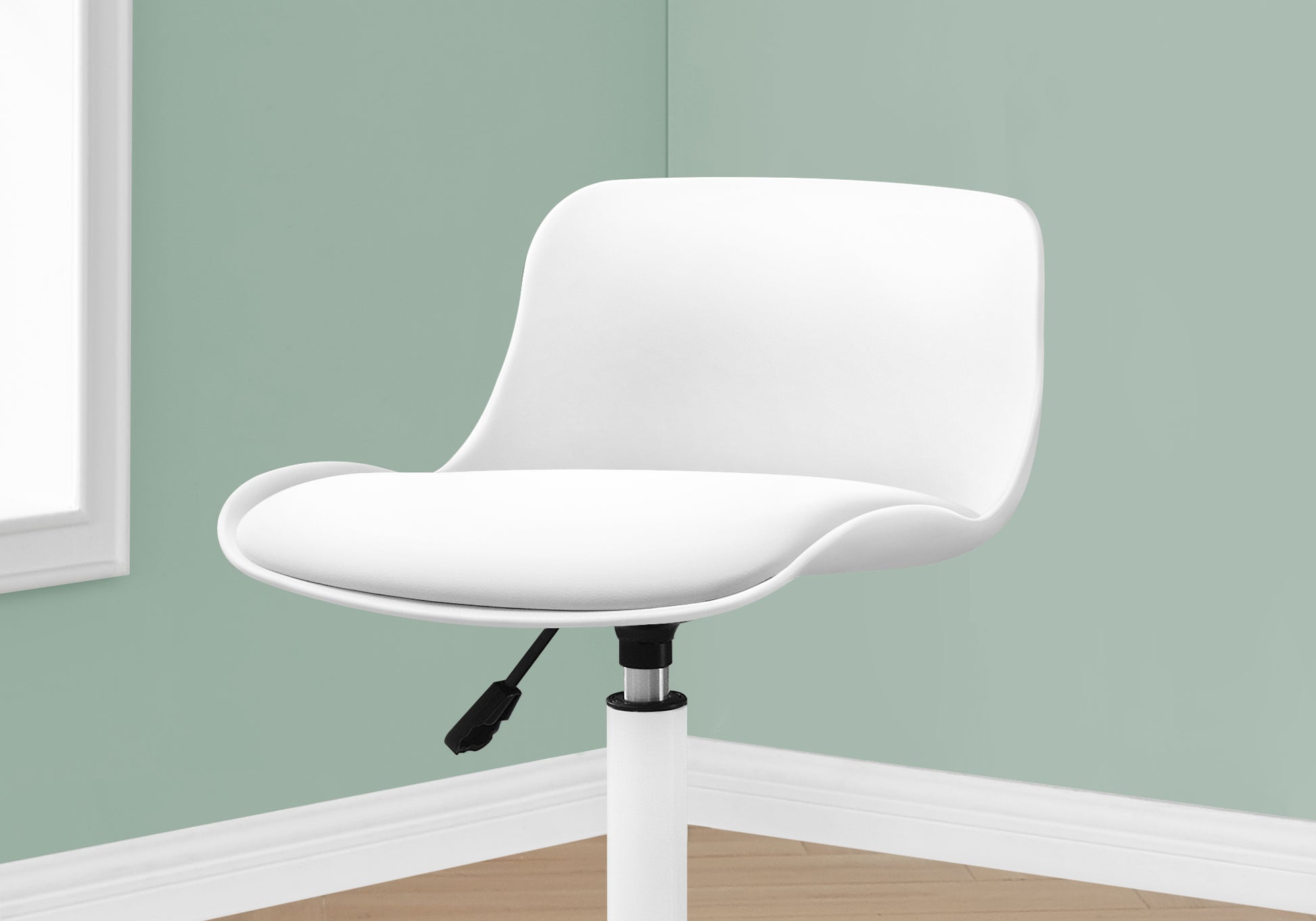 Office Chair, Adjustable Height, Swivel, Ergonomic, Computer Desk, Work, Juvenile, White Leather Look, White Metal, Contemporary, Modern White Foam Metal