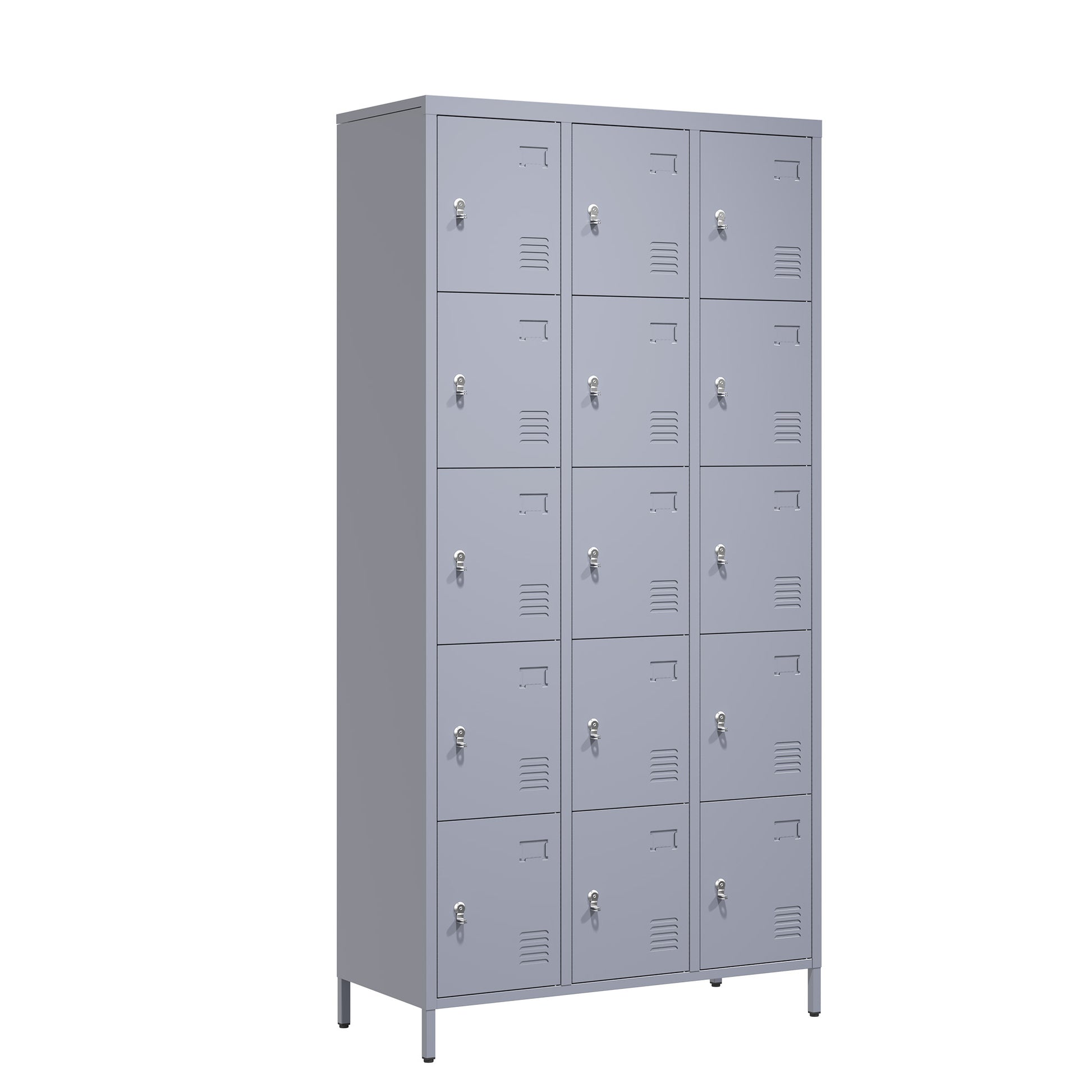 15 Door 72"H Metal Lockers With Lock For Employees,Storage Locker Cabinet For Home Gym Office School Garage,Easy Assembly,Gray 5 Or More Spaces Gray Primary Living Space Door Locks Modern Metal