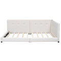 Upholstered Full Size Platform Bed With Usb Ports, Beige Full Beige Linen