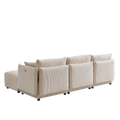 Multi Module Combination Style Sofa For Living Room, Bedroom And Other Lounge Spaces, Modern Minimalist Corduroy Combination Sofa With 2 Comfort Cushions With Usb & C Charging Ports,Beige,Two Sets Beige Foam Fabric 8 Seat