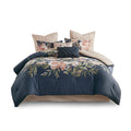 8 Piece Cotton Comforter Set Navy King King Navy Polyester