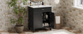 30 Inch Bathroom Vanity With Ceramic Basin, Soft Close Door And Adjustable Shelves Black Bathroom Solid Wood Mdf