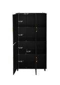 4 Door Cabinet With 4 Shelves With 4 Adjustable Inner Shelves, Storage Cabinet Black Mdf