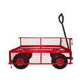 3 Cu. Ft. 300 Lbs. Capacity Removable Sides Metal Steel Mesh Heavy Duty Utility Wagon Outdoor Garden Cart In Red Red Steel