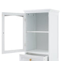 Tall Bathroom Storage Cabinet With Glass Doors, Free Standing, Two Drawers, And Adjustable Shelves, Mdf Board, Painted White Perfect For Displaying Your Favorite Items 2 White 2 4 Adjustable Shelves Bathroom Freestanding Partice Board Mdf Pine Wood