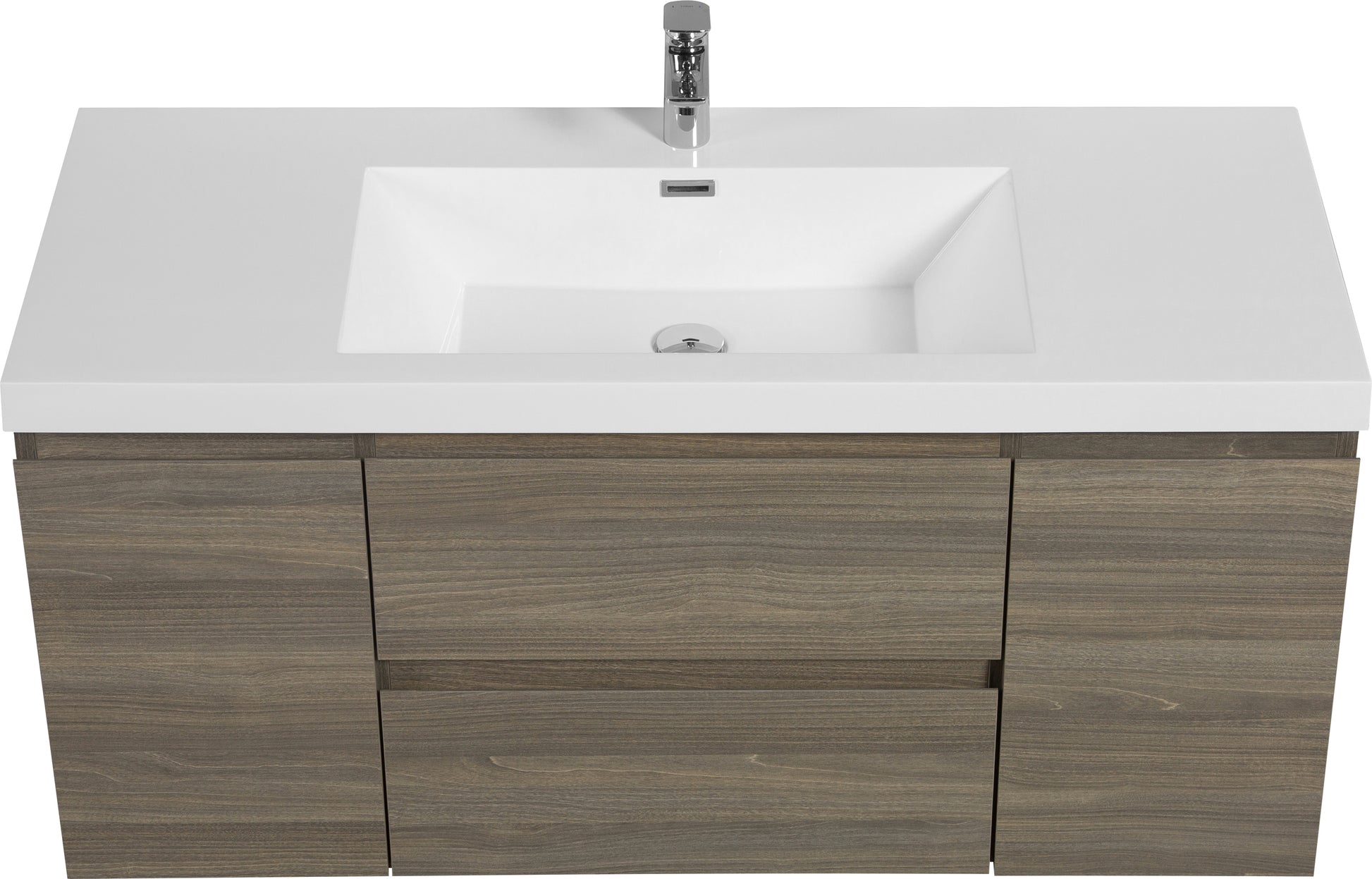 48" Floating Bathroom Vanity With Sink, Modern Wall Mounted Bathroom Storage Vanity Cabinet With Resin Top Basin And Soft Close Drawers, Ash Grey 24V11 48Ag 2 Grey 2 Bathroom Melamine