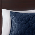 3 Piece Velvet Quilt Set Navy King Cal King King Navy Cotton
