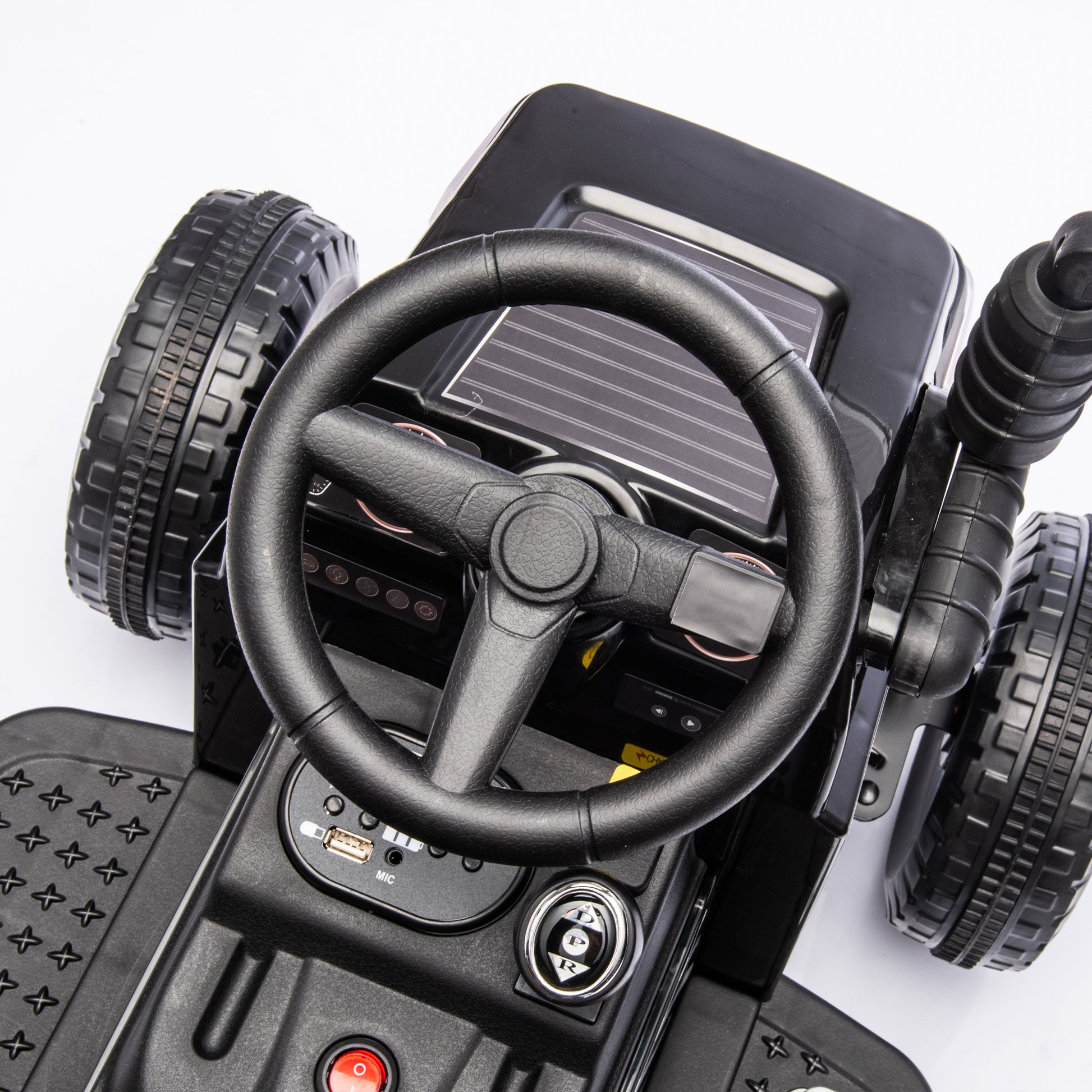 12V Kids Ride On Electric Tractor Black Knight,Kids Ride On Toy.2Wd,Non Skid Tires, Steering Wheel, Foot Pedal,With Removable Storage Tug,Light,Bluetooth,Music,Mp3,Usb,Power Display For Kids Aged 2 3. Black 50 99 Lbs Polypropylene