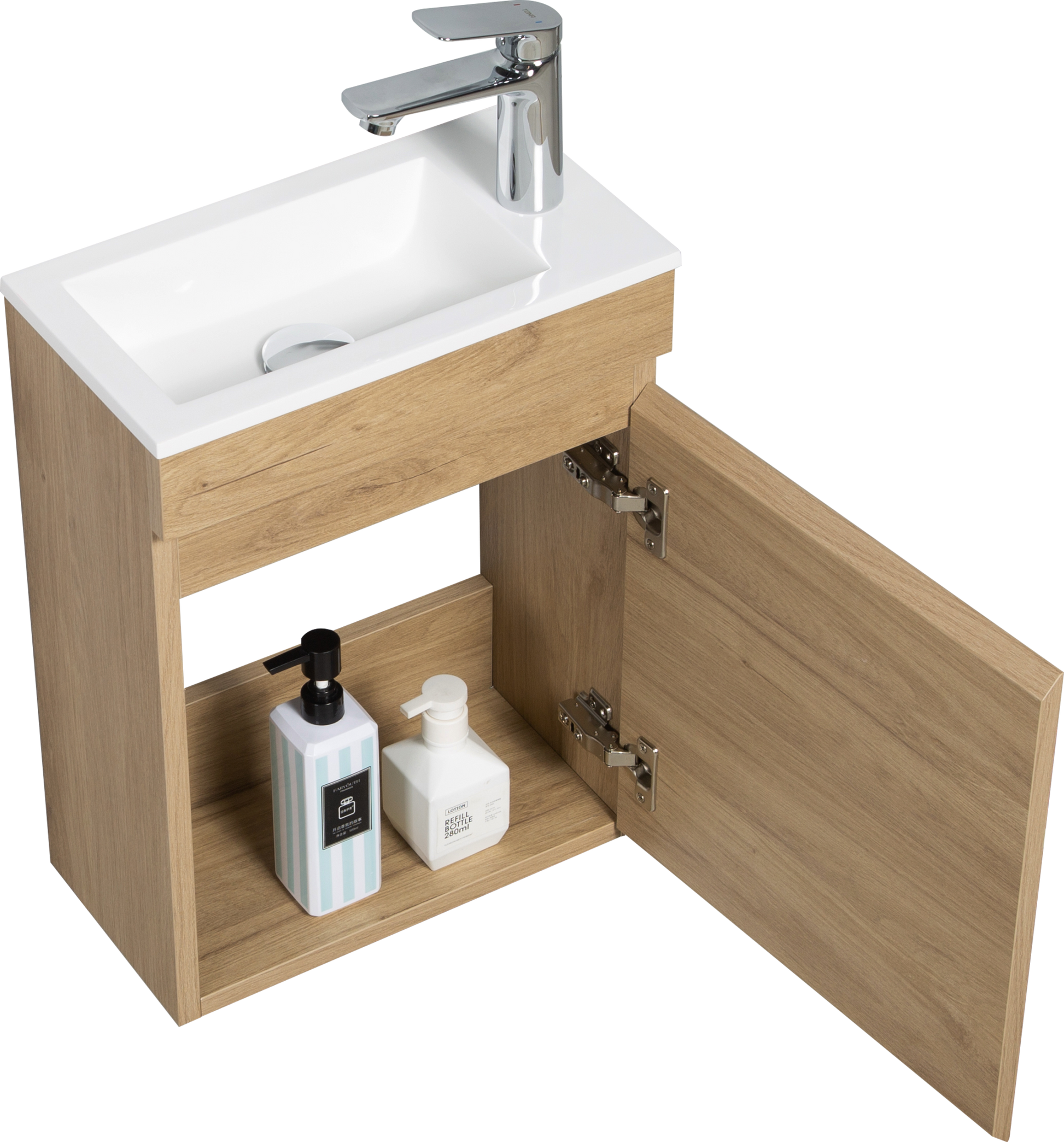 16" Floating Bathroom Vanity with Sink, Wall Mounted oak-1-wall mounted-plywood