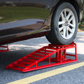 2Pcs 5T Hydraulic Car Ramps, Heavy Duty Hydraulic Vehicle Ramps Lift Ramp, Portable Car Ramps For Oil Changes, Car Lifts For Home Garage, Vehicle Auto Garage Repair Red Steel