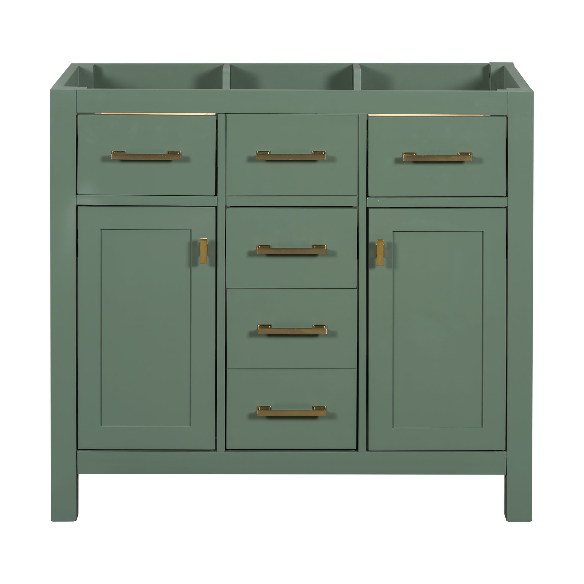 36'' Bathroon Vanity Without, Modern Freestanding Single Bathroom Cabinet With 4 Drawers & 2 Cabinets,Storage Cabinet For Bathroom, Solid Wood Frame Vanity Only, Green Not Include Sink Green Solid Wood Mdf