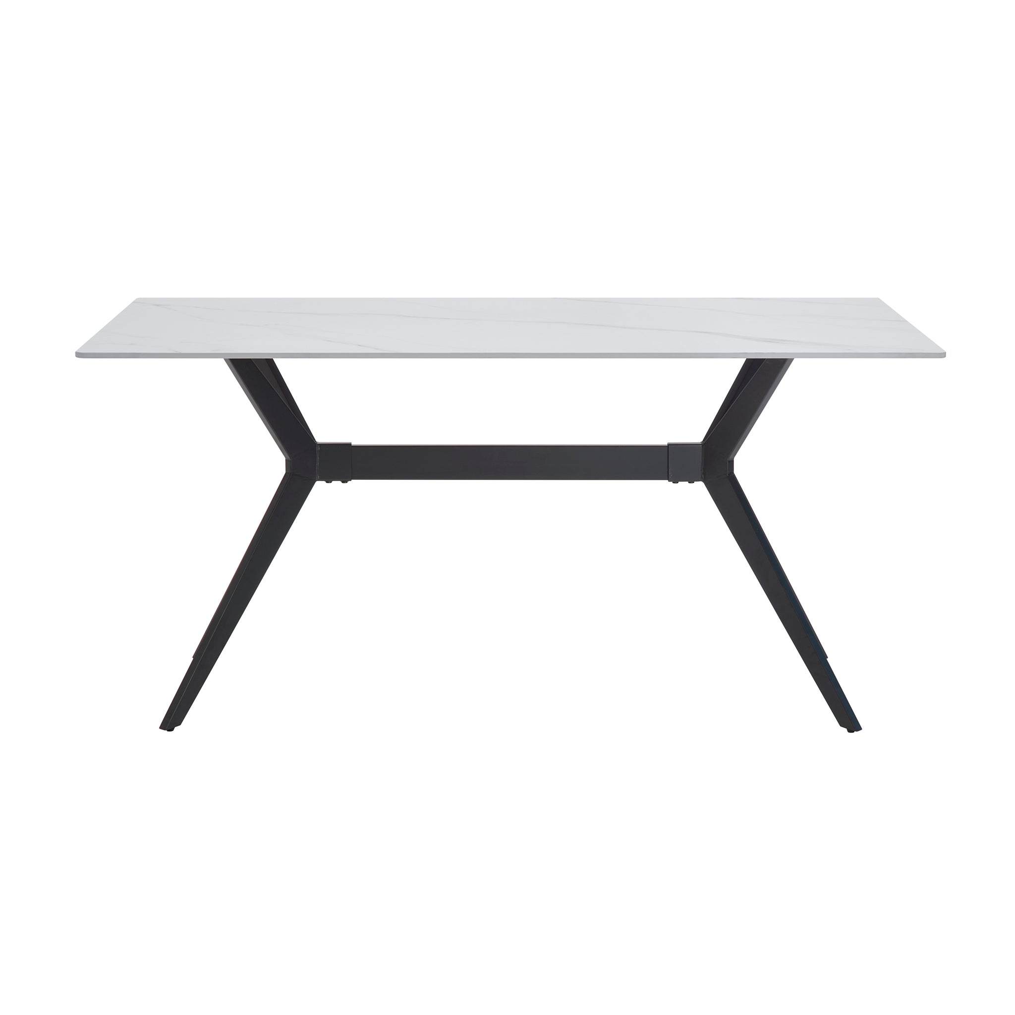 Modern Contemporary Dining Table 1Pc Sintered Stone Tabletop Marble Look Black Metal Legs Kitchen Dining Furniture White Seats 6 Dining Room Contemporary,Modern Rectangular Sintered Stone